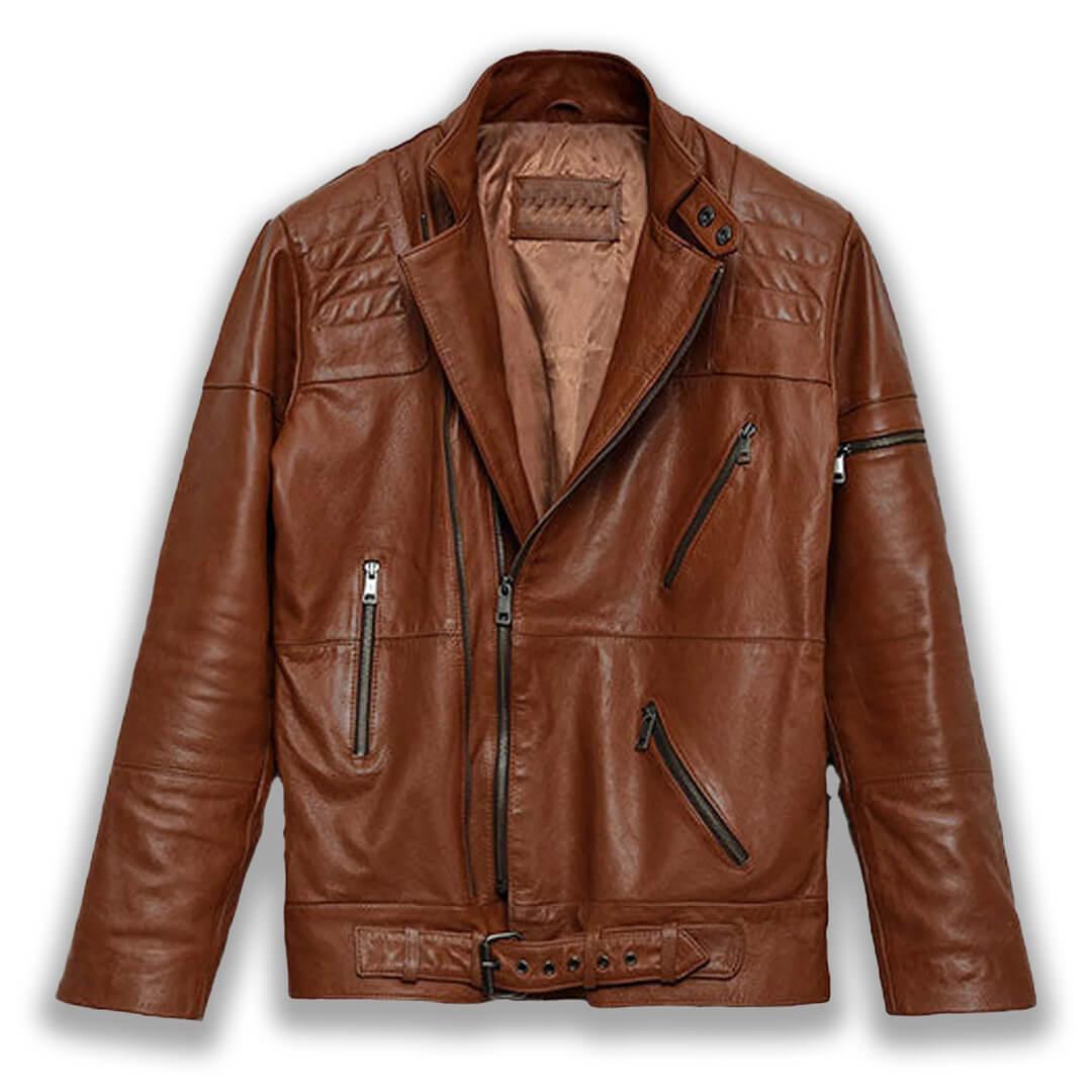 Jacob Brown Quilted Motorcycle Leather Jacket - Leather Jacketss