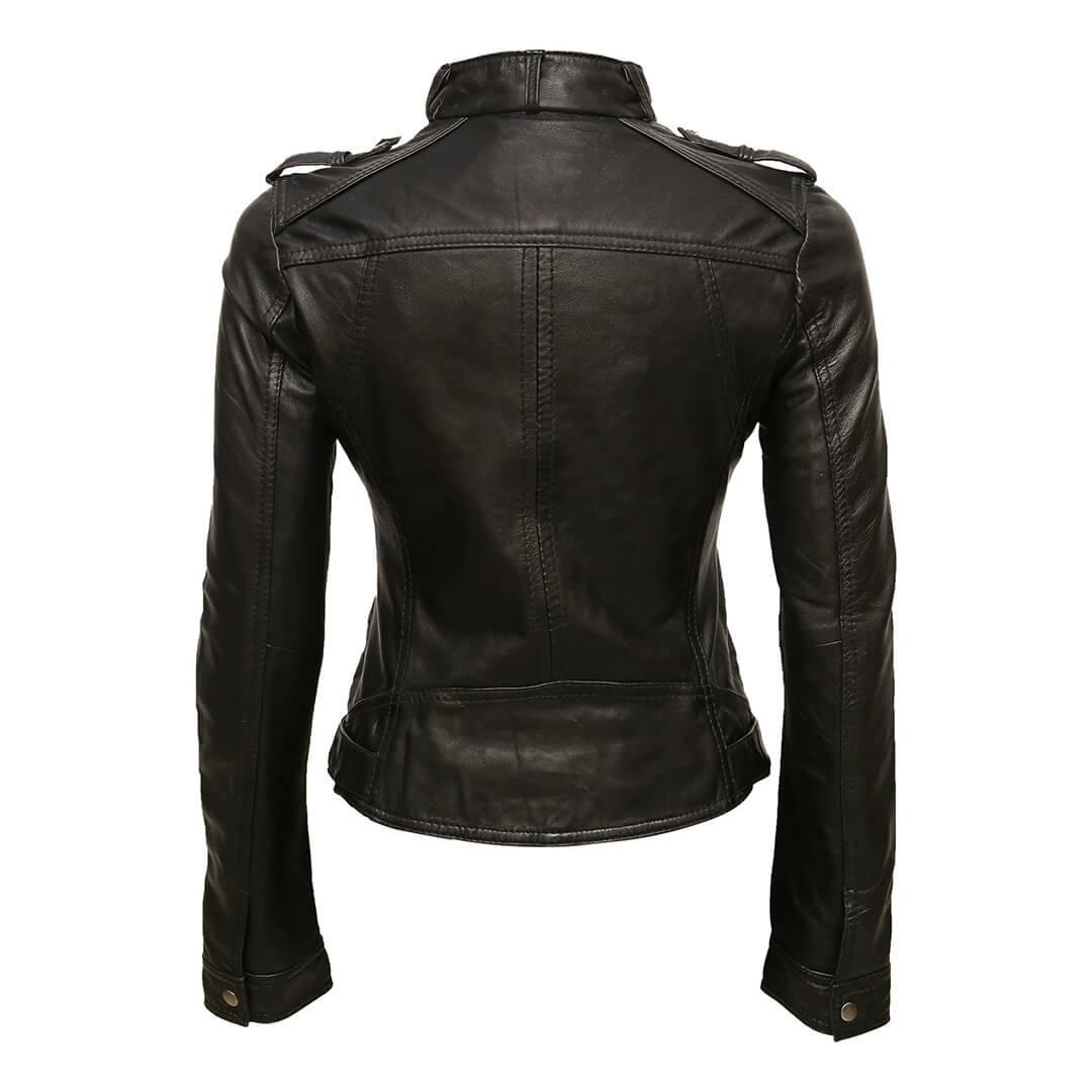 Deva Black Motorcycle Leather Jacket - Leather Jacketss