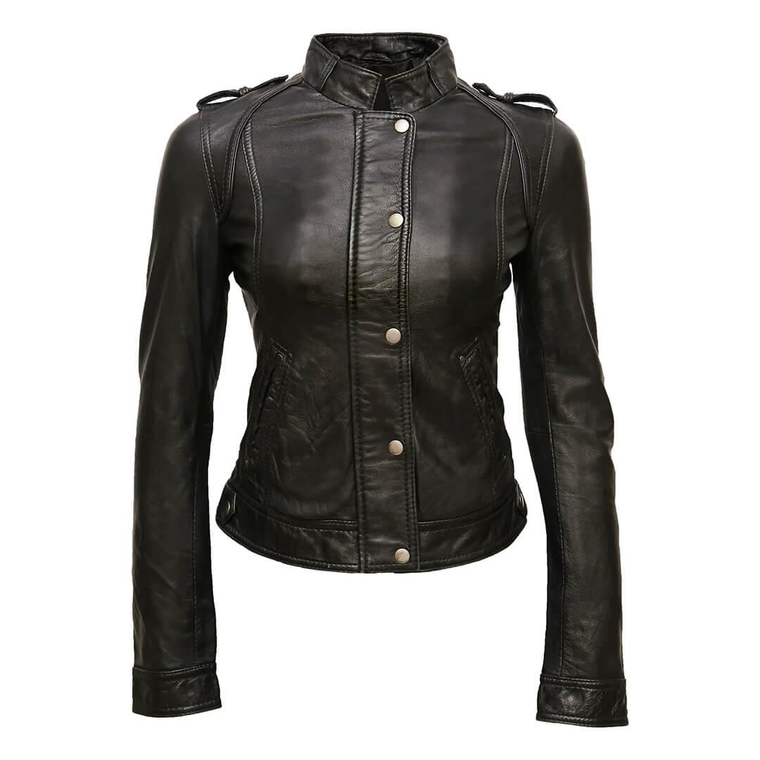 Deva Black Motorcycle Leather Jacket - Leather Jacketss