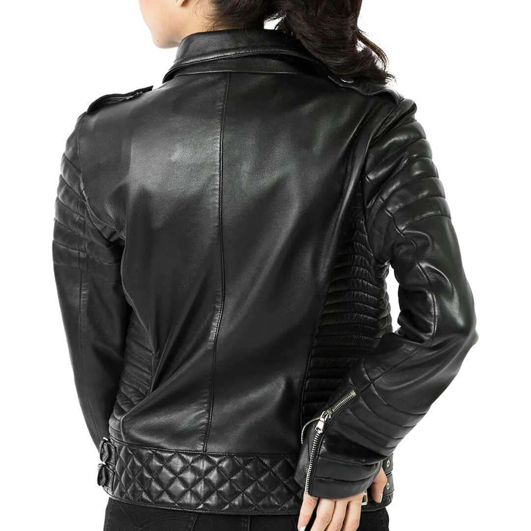 Dora Quilted Leather Jacket with Zipper-Cuffs - Leather Jacketss