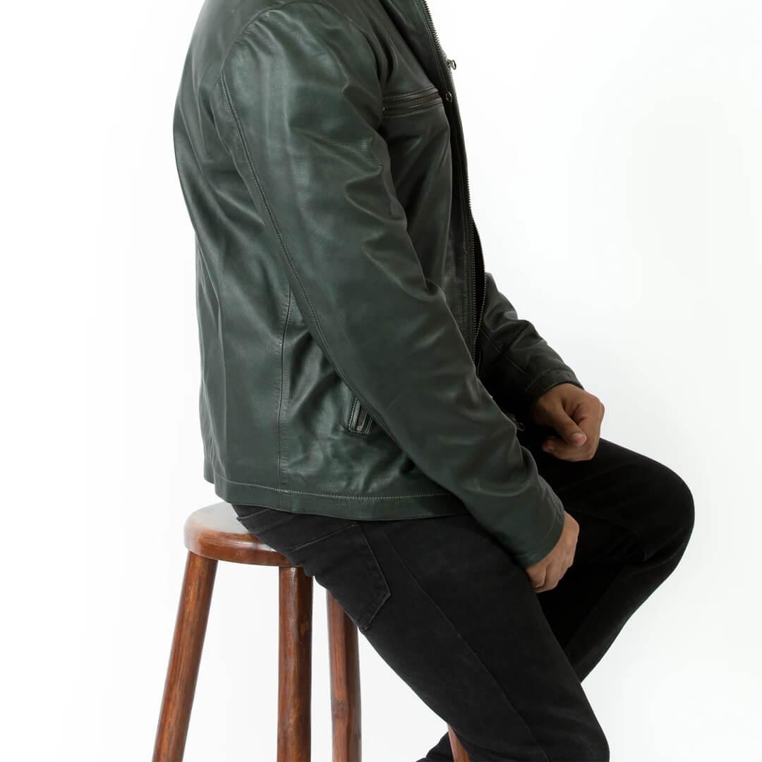 Emil Green Racer Leather Jacket - Leather Jacketss