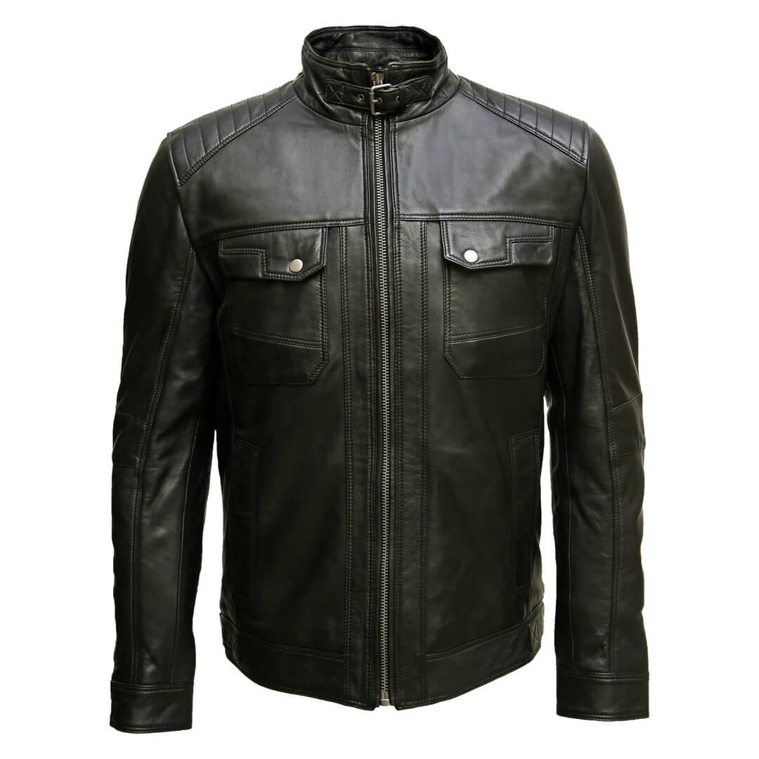 Daniel Black Quilted Leather Moto Jacket - Leather Jacketss