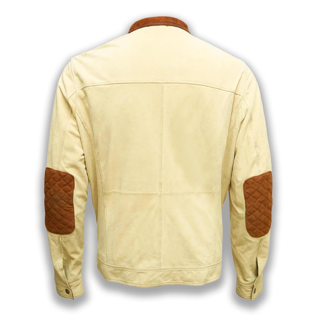 Joseph Beige Suede Leather Jacket with Shawl-Collar - Leather Jacketss