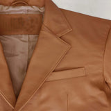 Ethan Tan Leather Blazer - Leather Jacketss