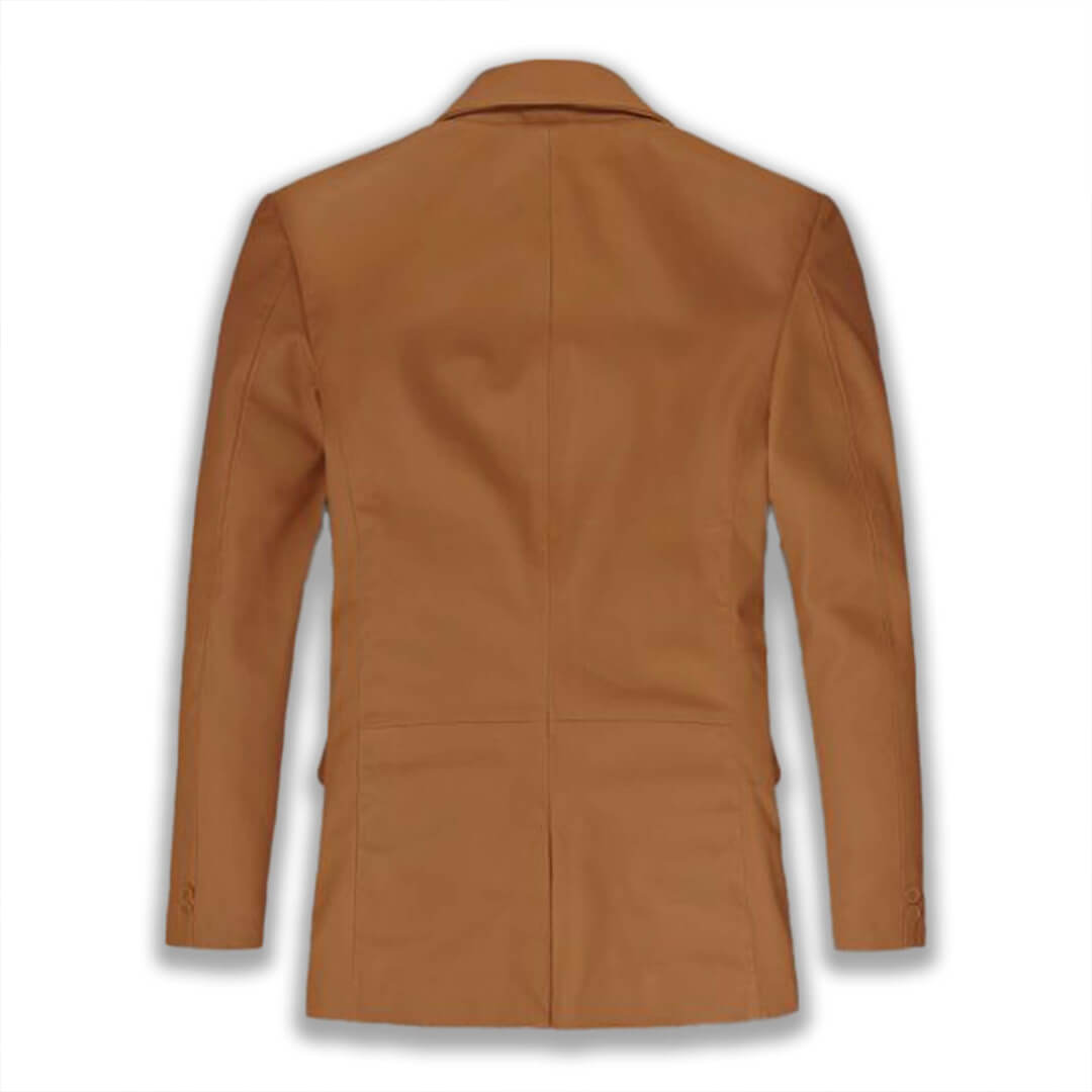 Ethan Tan Leather Blazer - Leather Jacketss