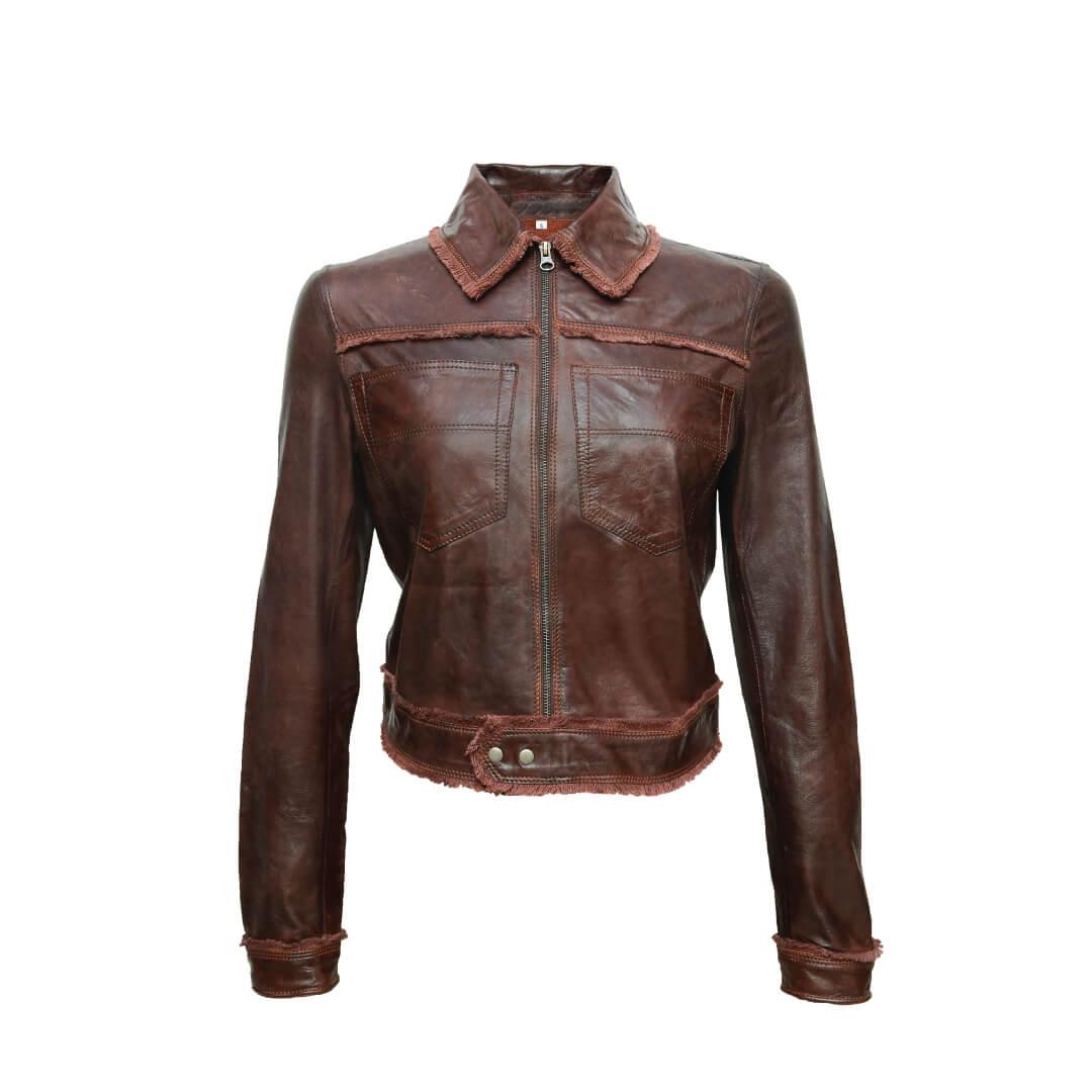 Hilda Vintage Brown Leather Jacket - Leather Jacketss