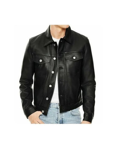 Men's Leather trucker Jacket - Leather Jacketss