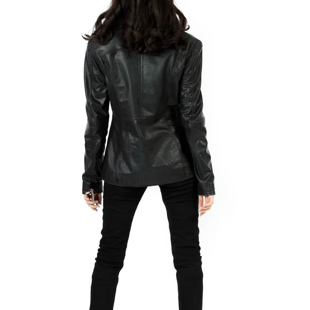 Mary Black Leather Motorcycle Jacket - Leather Jacketss