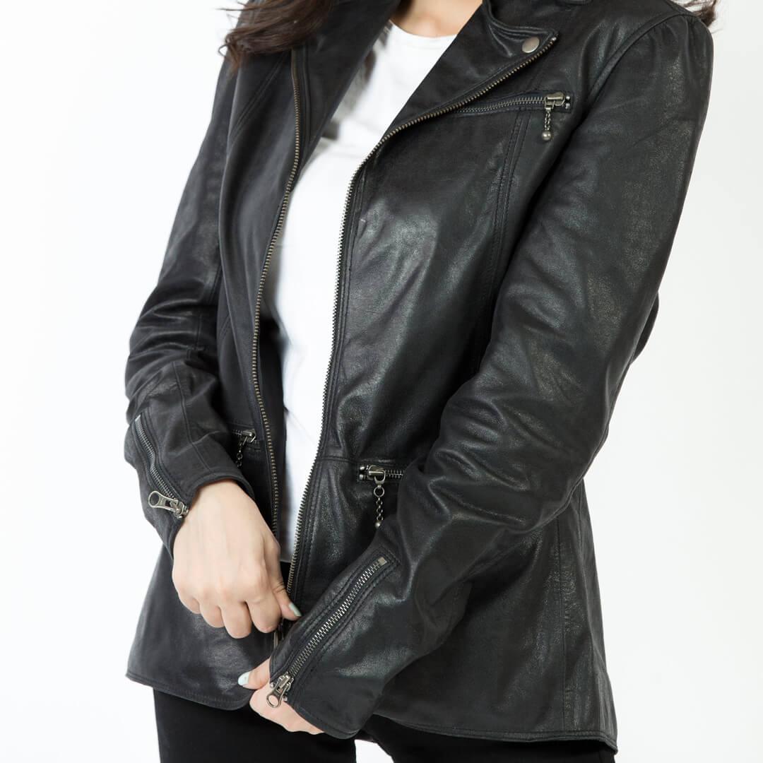 Mary Black Leather Motorcycle Jacket - Leather Jacketss