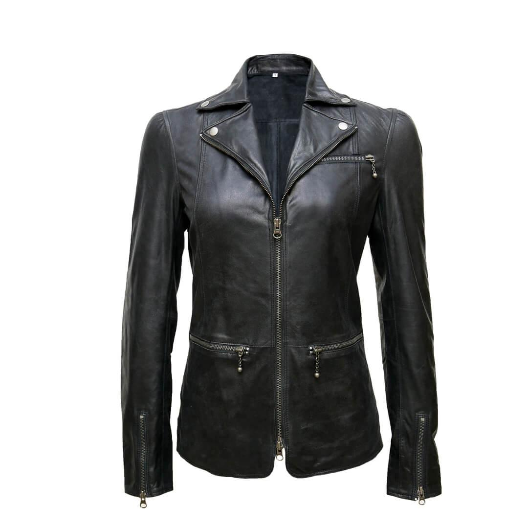 Mary Black Leather Motorcycle Jacket – Leather Jacketss