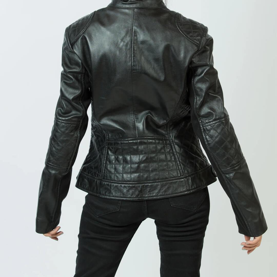 Isabel Black Quilted Leather Biker Jacket - Leather Jacketss