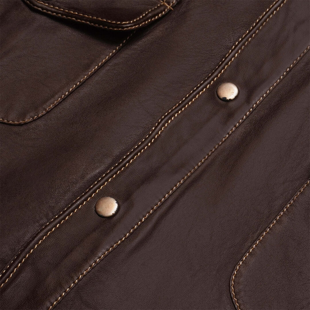 Brad Western Brown Leather Shirt - Leather Jacketss