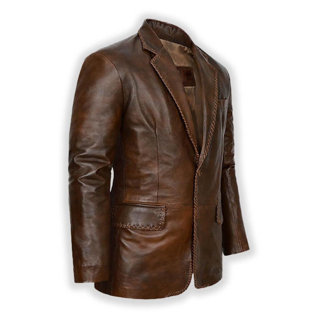 Brown Leather Blazer - Leather Jacketss