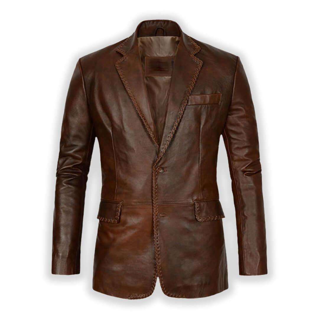 Brown Leather Blazer - Leather Jacketss