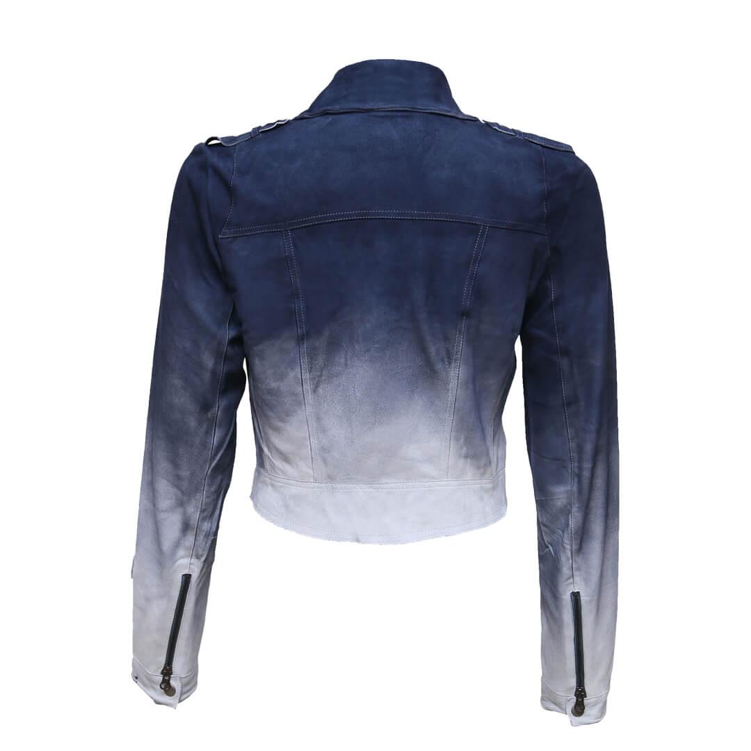 Jette Indigo Distressed Suede Leather Jacket - Leather Jacketss