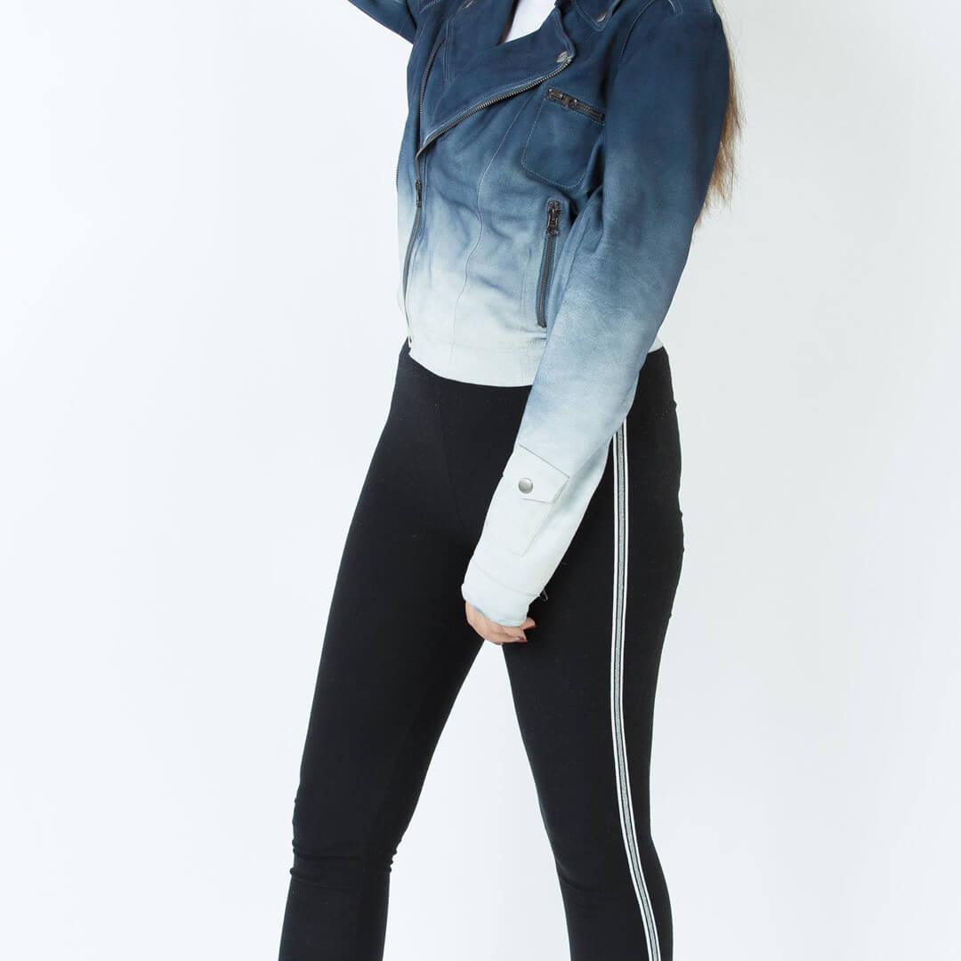 Jette Indigo Distressed Suede Leather Jacket - Leather Jacketss