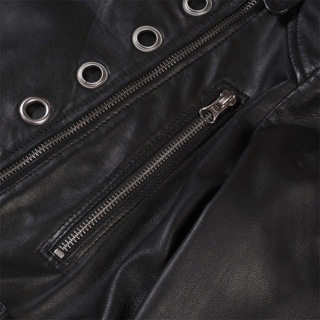 Ava Black Studded Cropped Leather Jacket - Leather Jacketss