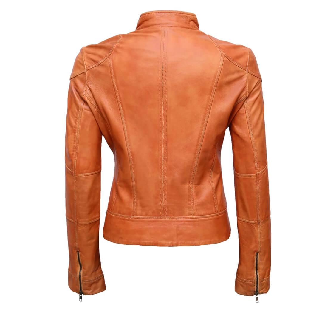 Maria Tan Leather Motorcycle Jacket - Leather Jacketss