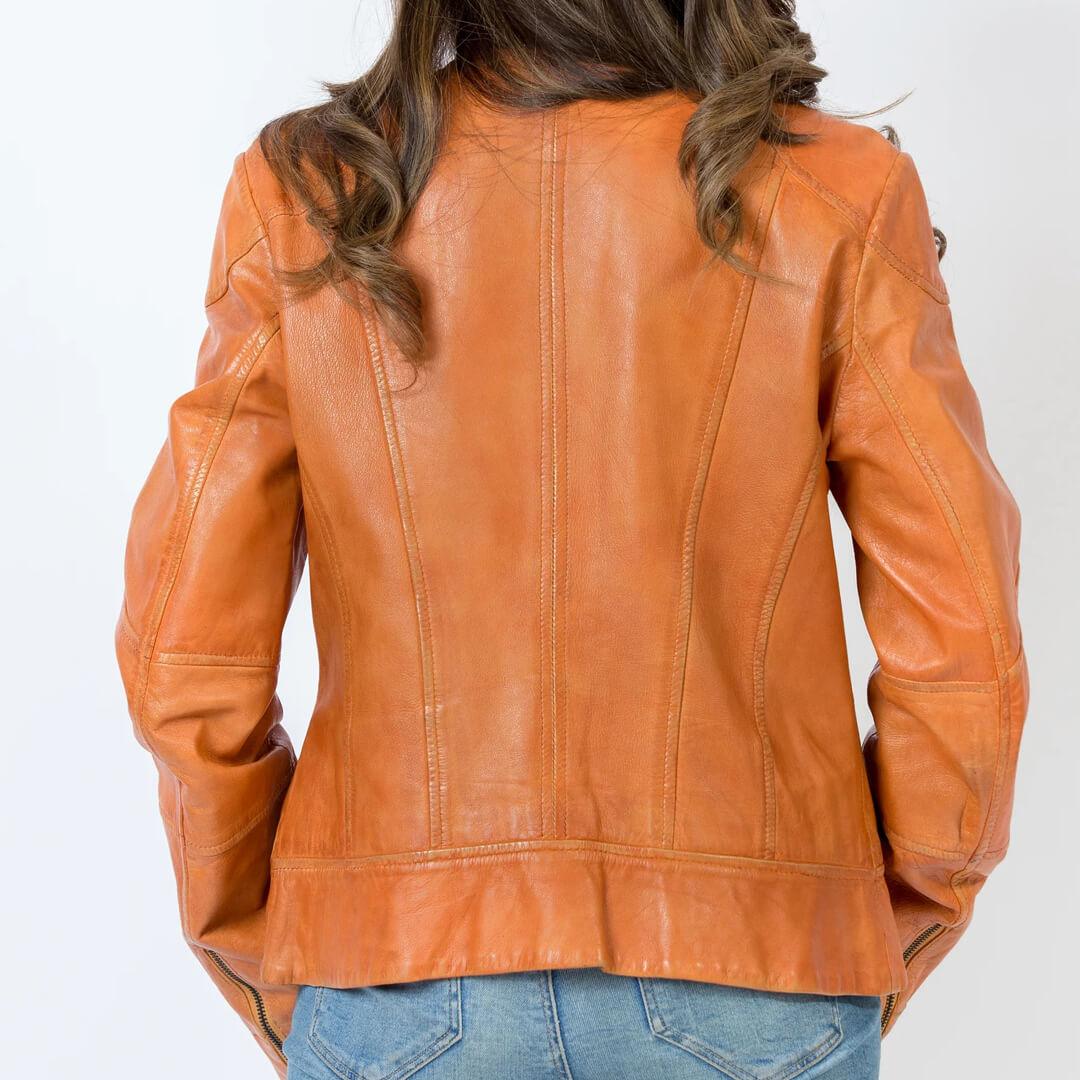 Maria Tan Leather Motorcycle Jacket - Leather Jacketss