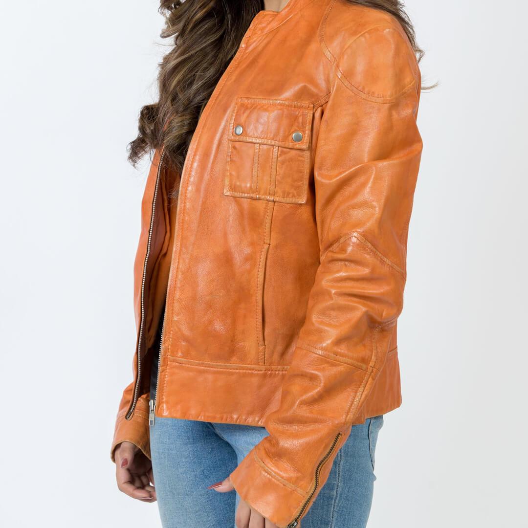 Maria Tan Leather Motorcycle Jacket - Leather Jacketss