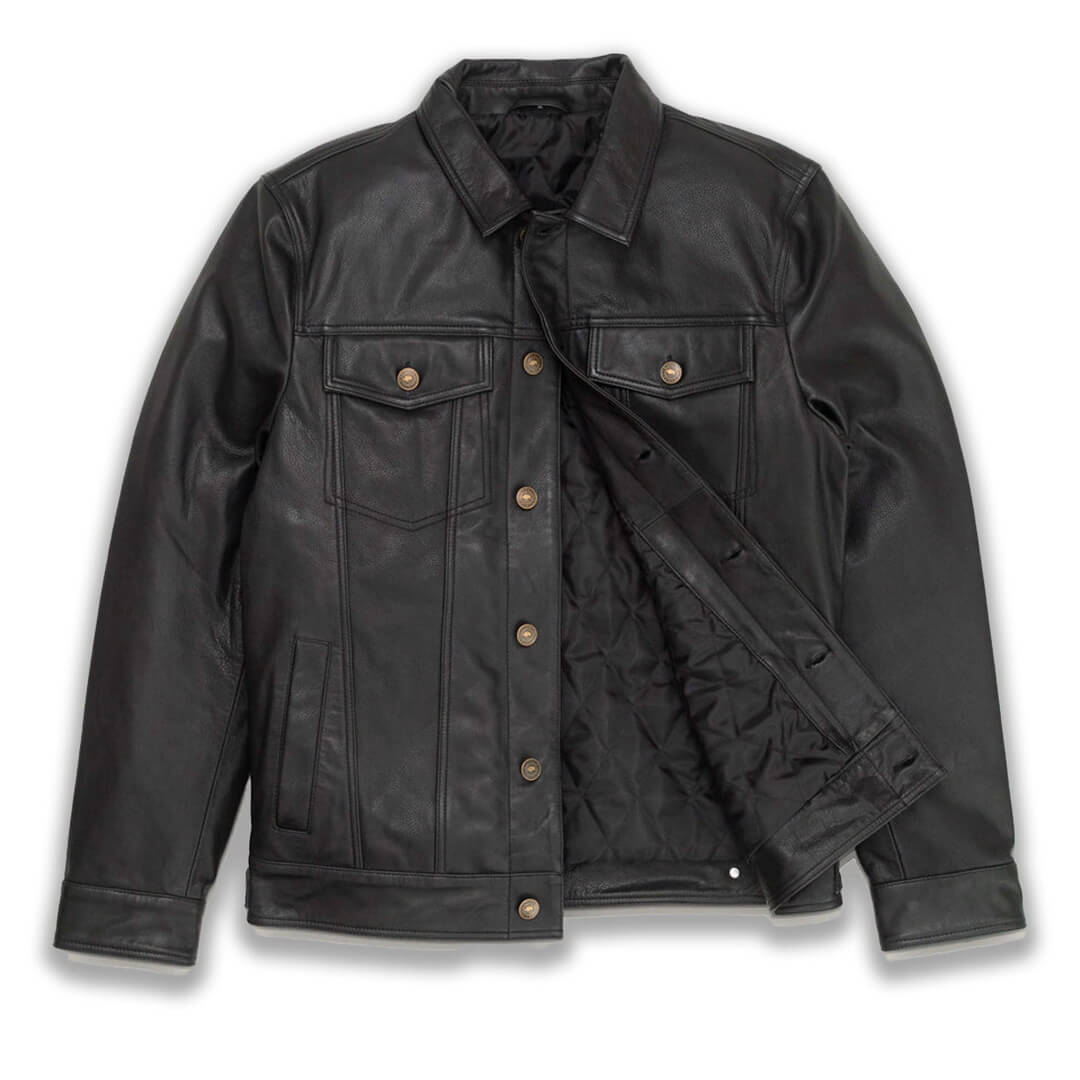 Mateo Black Leather Trucker Jacket - Leather Jacketss