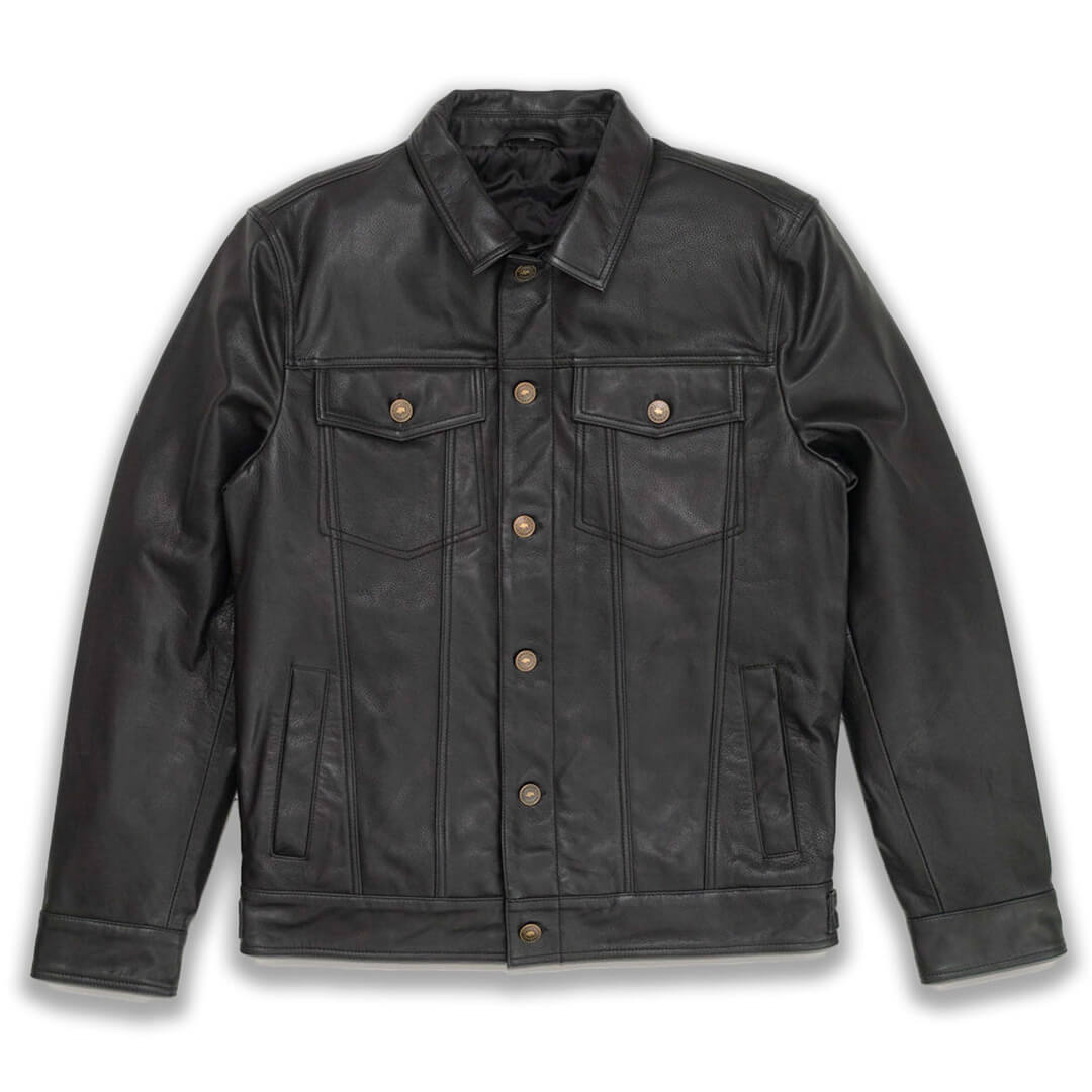 Mateo Black Leather Trucker Jacket - Leather Jacketss