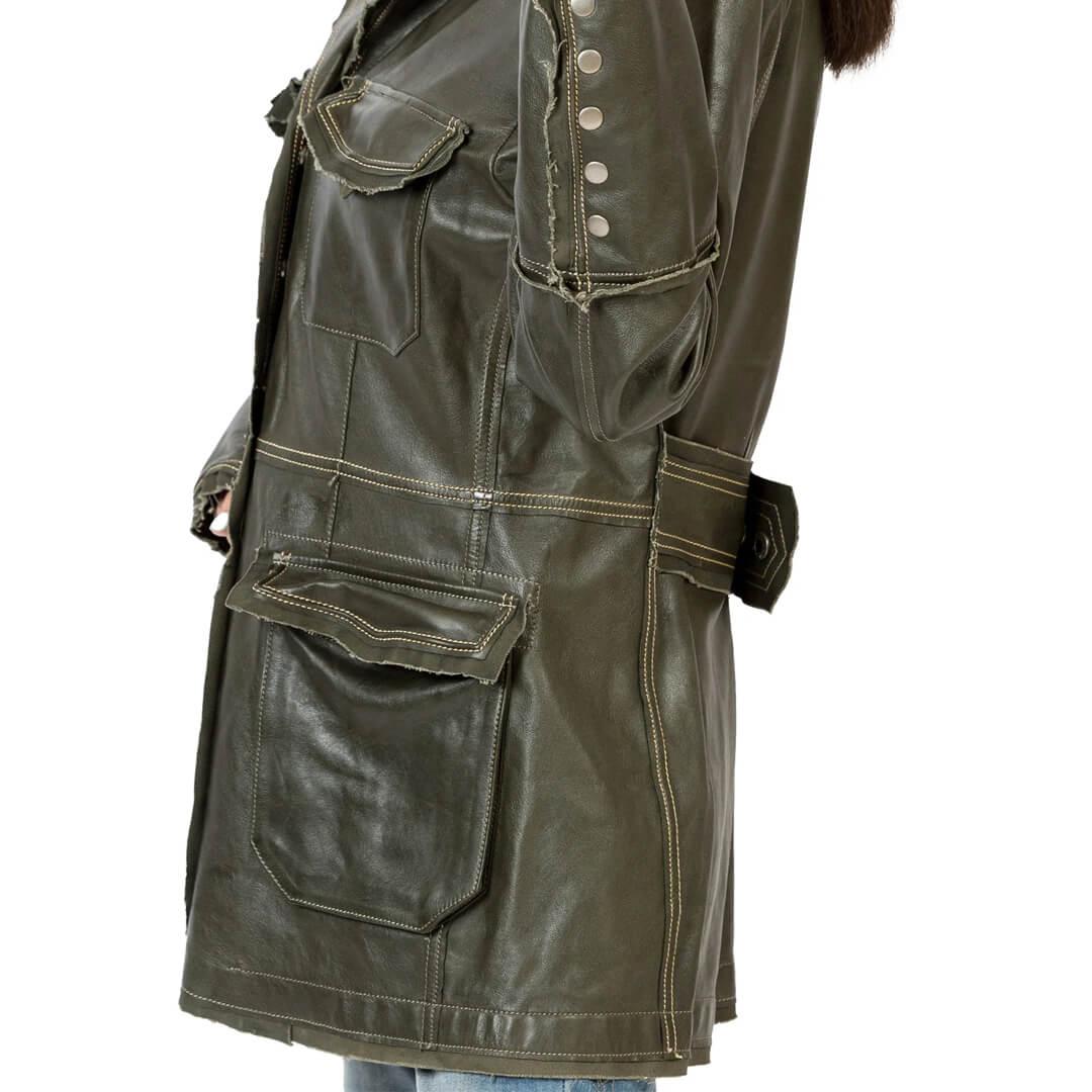 Matte Long Leather Trench Coat - Leather Jacketss