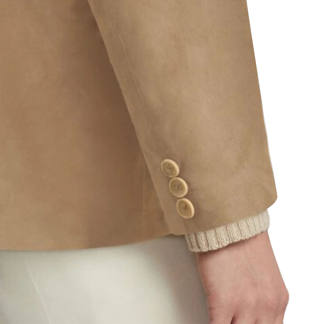 David Beige Suede Leather Blazer - Leather Jacketss