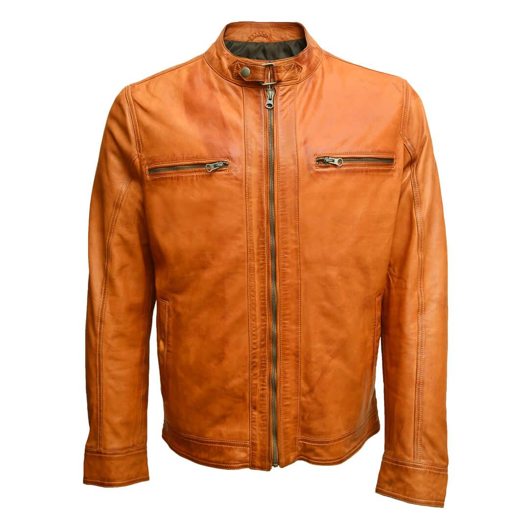 John Tan Leather Racer Jacket - Leather Jacketss