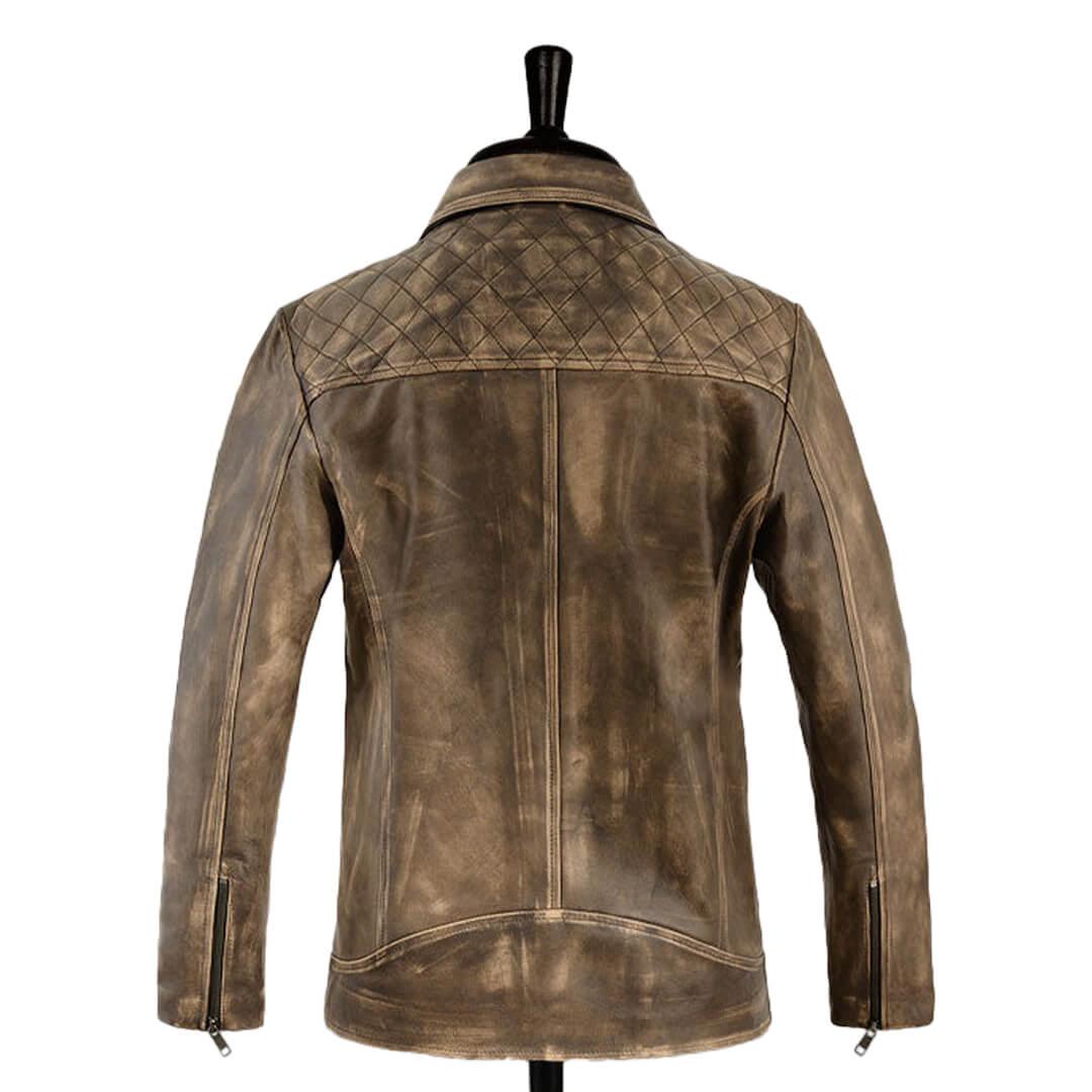 Dean Vintage Distressed Leather Biker Jacket - Leather Jacketss