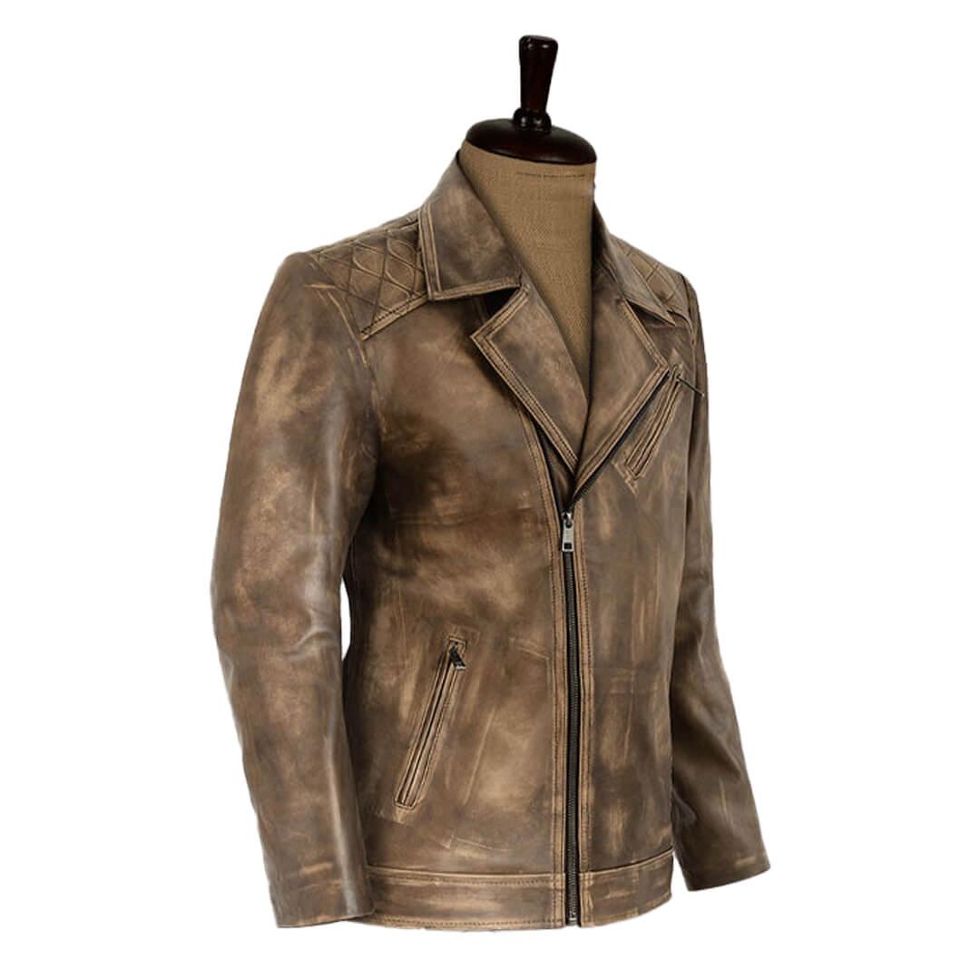 Dean Vintage Distressed Leather Biker Jacket - Leather Jacketss