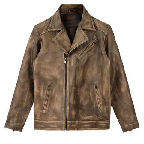 Dean Vintage Distressed Leather Biker Jacket - Leather Jacketss