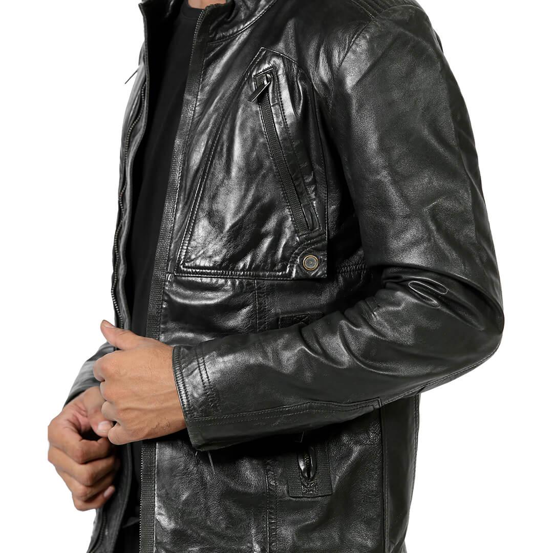 Alberto Black Leather Moto Jacket - Leather Jacketss