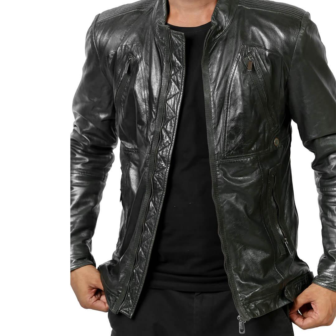 Alberto Black Leather Moto Jacket - Leather Jacketss