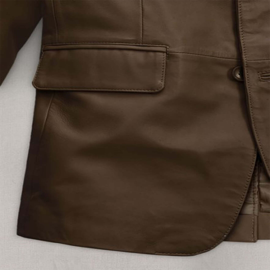 British Brown Leather Blazer - Leather Jacketss