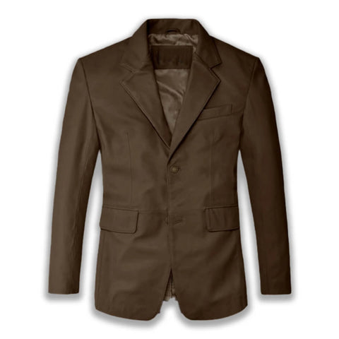 British Brown Leather Blazer - Leather Jacketss