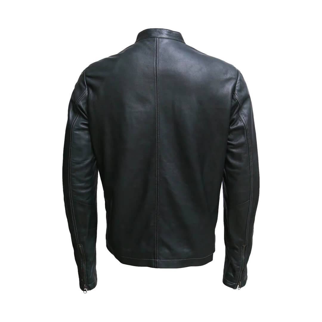 Oscar Black Leather Racer Jacket - Leather Jacketss