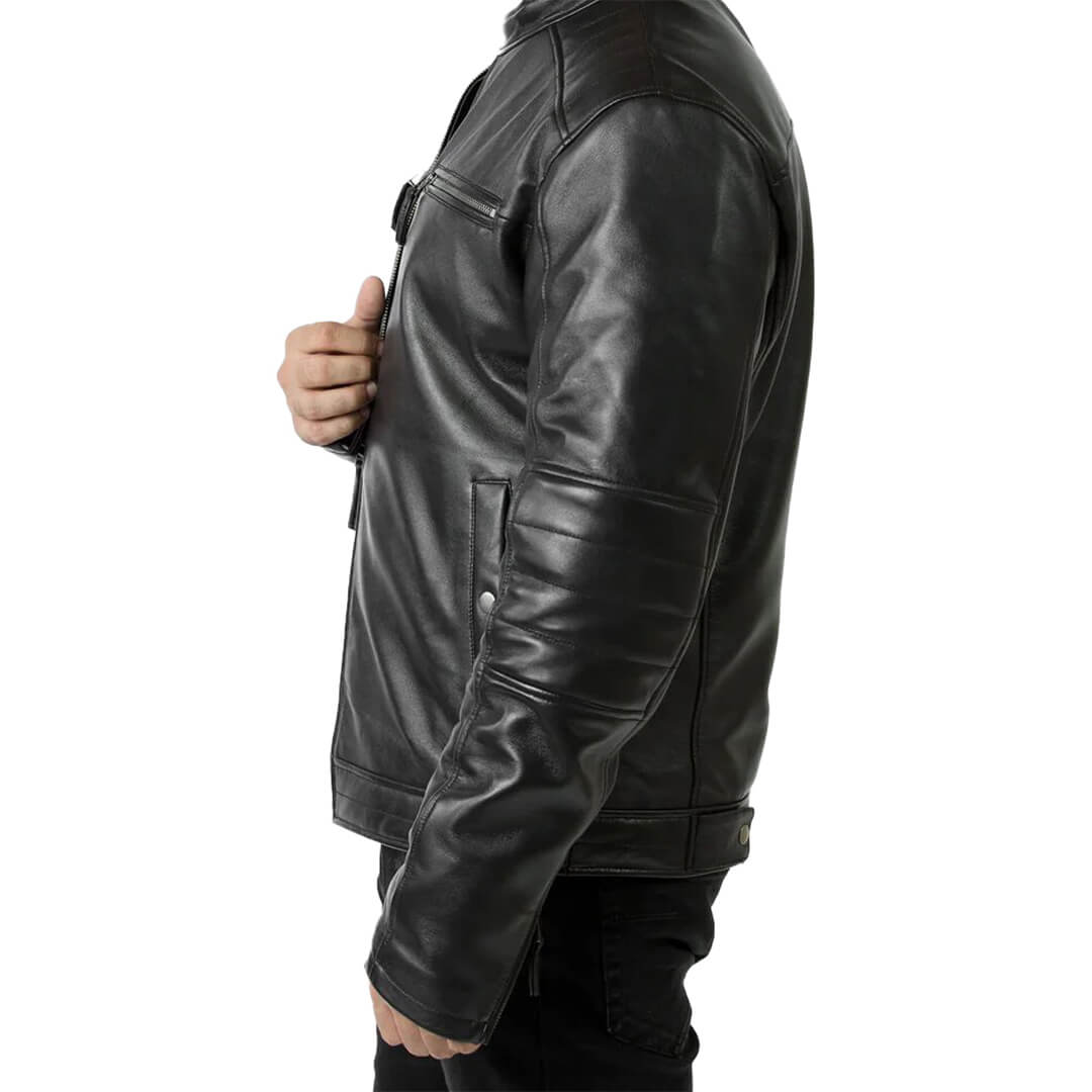 Oscar Black Leather Racer Jacket - Leather Jacketss