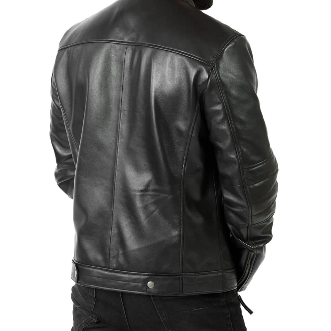 Oscar Black Leather Racer Jacket - Leather Jacketss