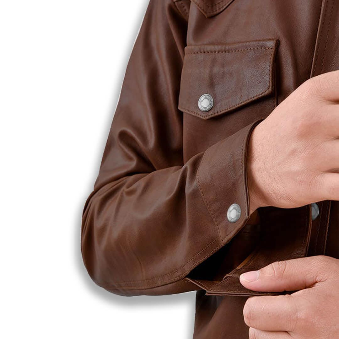 Harry Brown Leather Shirt Jacket - Leather Jacketss