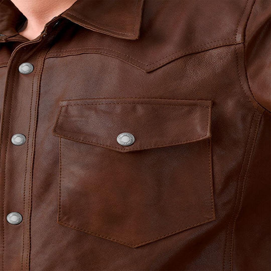 Harry Brown Leather Shirt Jacket - Leather Jacketss