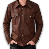 Harry Brown Leather Shirt Jacket - Leather Jacketss