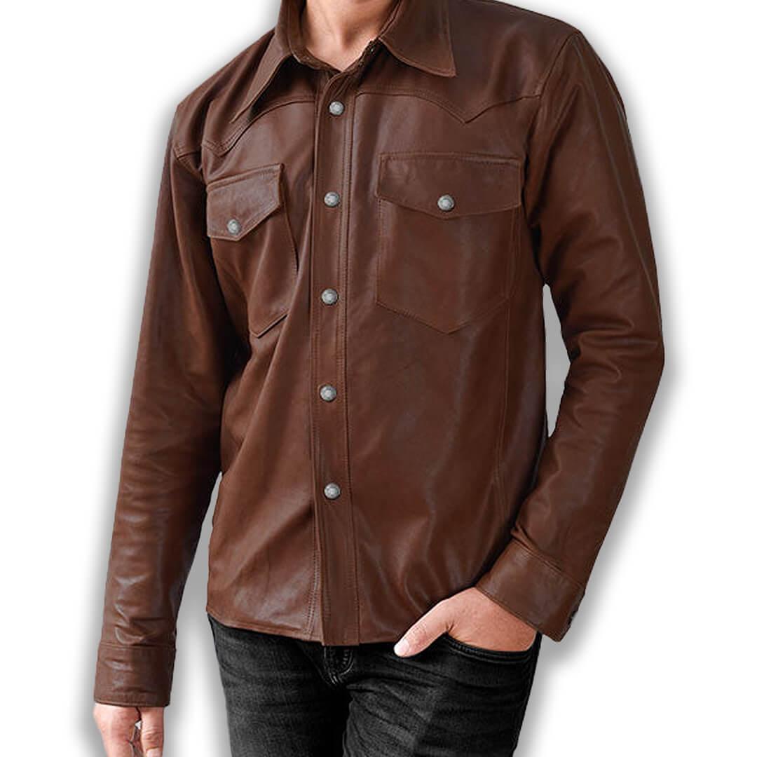 Harry Brown Leather Shirt Jacket - Leather Jacketss