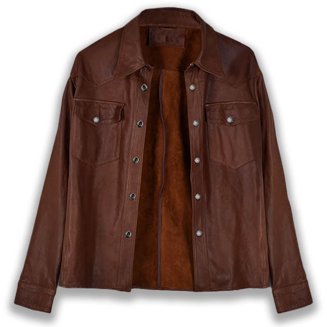 Harry Brown Leather Shirt Jacket - Leather Jacketss