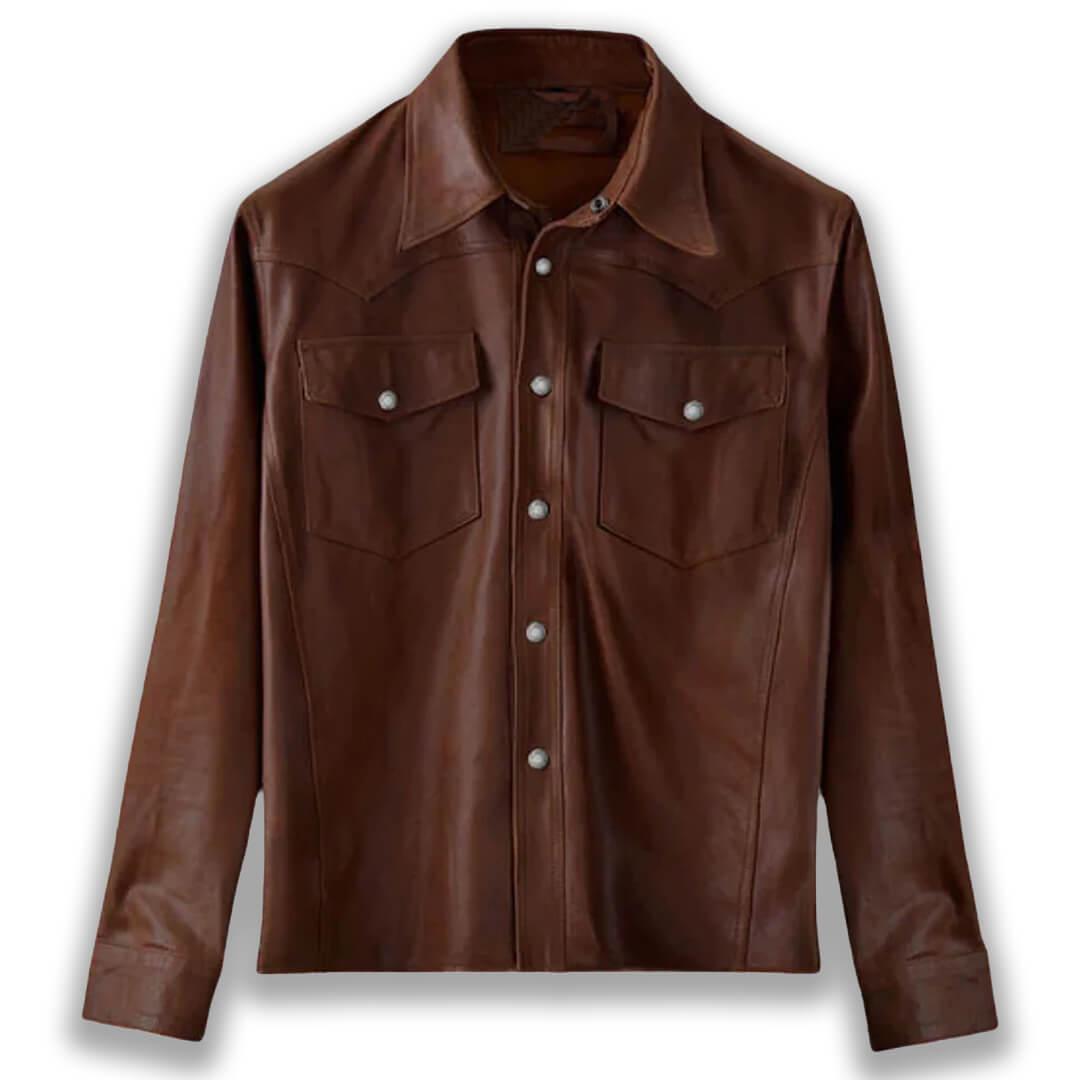 Harry Brown Leather Shirt Jacket - Leather Jacketss