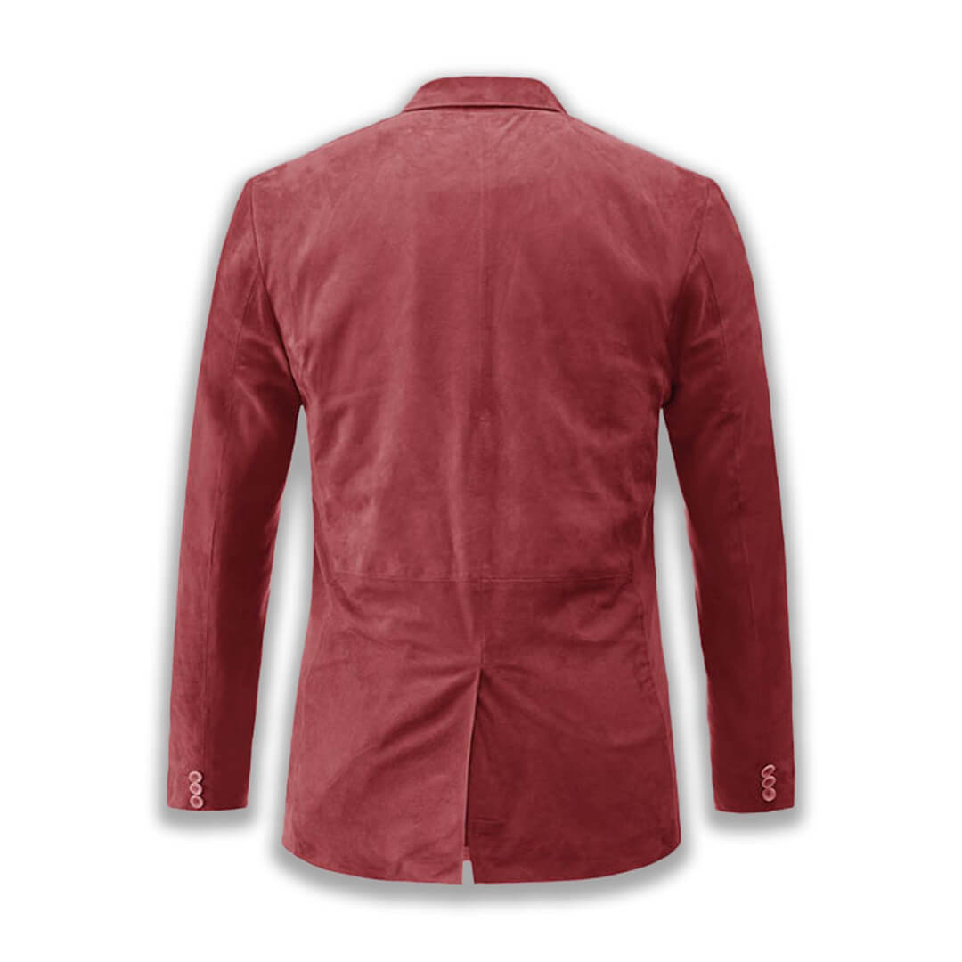 David Red Suede Leather Blazer - Leather Jacketss