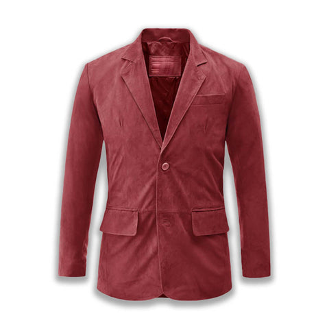 David Red Suede Leather Blazer - Leather Jacketss