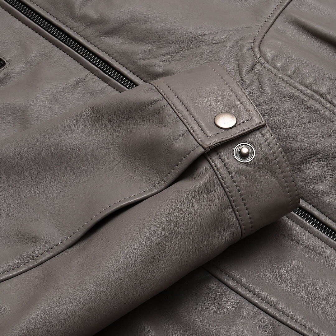 Robert Grey Leather Bomber Jacket - Leather Jacketss