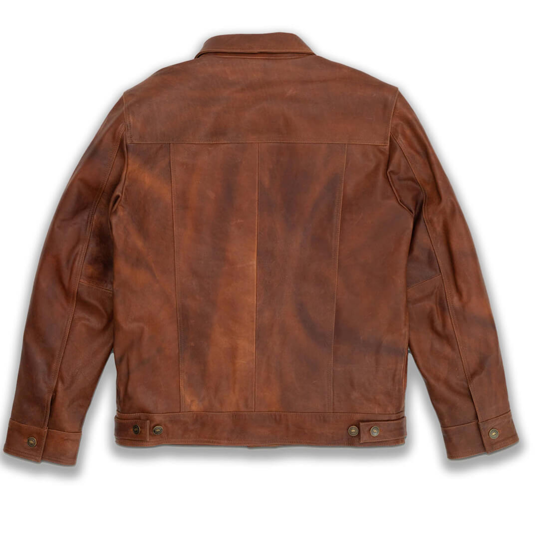 Mateo Vintage Brown Leather Trucker Jacket - Leather Jacketss