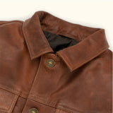Mateo Vintage Brown Leather Trucker Jacket - Leather Jacketss